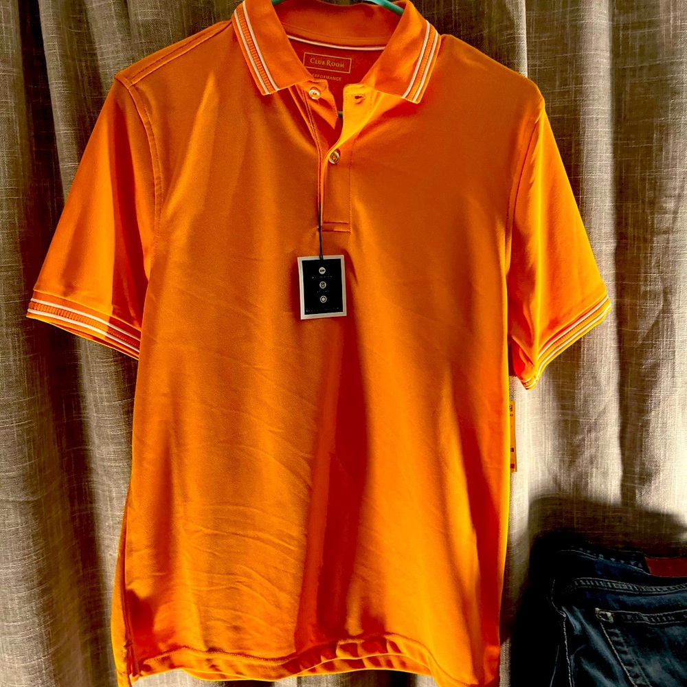 Club room men’s polo in bright orange